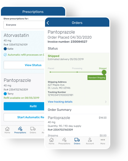Express Scripts mobile app interfaces