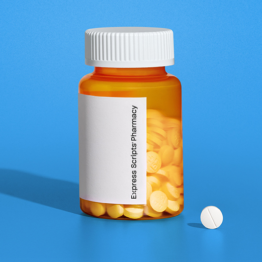 A bottle of pills with an Express Scripts® Pharmacy label on it.